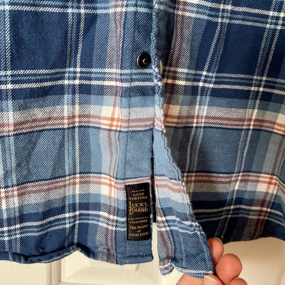 Lucky Brand Men's Flannel Shirt Plaid Long Sleeve Pearl Snap Western Size XL/TG - Picture 3 of 7